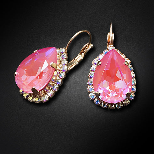 Auskarai "Debesų Lašas III (Lotus Rožinė DeLite)" su Swarovski™ kristalais